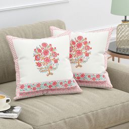 BLOCKS OF INDIA Unisex WhiteCushion Covers-43
