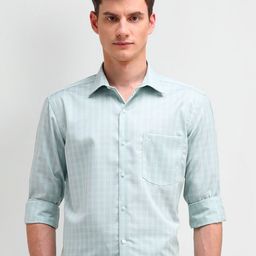 Arrow Men Classic Spread Collar Checked Cotton Formal Shirt-image-46