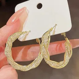 DressBerry Korean Artificial Stones Studded Circular Hoop Earrings-45