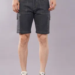 NIVASU Men Regular Fit Mid-Rise Denim Cargo Shorts-picture-47