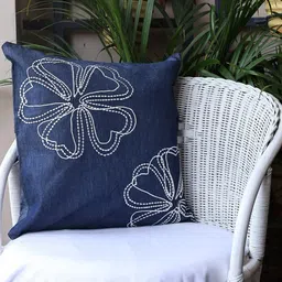 Crown of Poppies Blue & White Floral Square Cushion Covers-picture-13