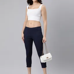 Souchii Women Tailored Tapered Fit High-Rise Three-Fourth Length Trousers-image-47