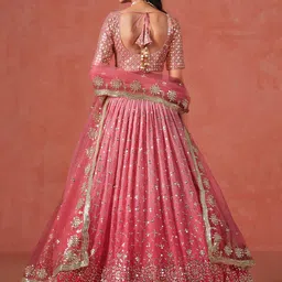 FABPIXEL Embroidered Sequinned Semi-Stitched Lehenga & Unstitched Blouse With Dupatta image 2