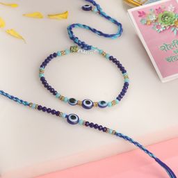 Sangria Bhaiya Bhabhi Artificial Beaded Thread Rakhis With Roli Chawal Chandan & Mishri-74