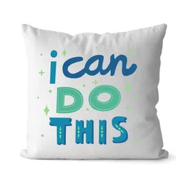 Loops n knots White & Blue "I Can Do This" Motivational Printed Pre-Filled Cushion-picture-37