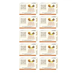 NATURE LEAGUE Set Of 10 Turmeric & Sandalwood Natural Handmade Soap - 100g Each-12