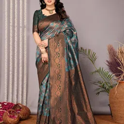 RASVRITI Woven Design Zari Art Silk Banarasi Saree-image-45