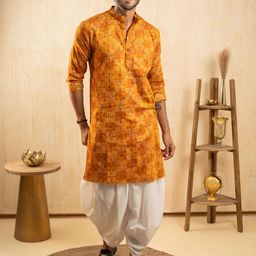 Shasak Bandhani Printed Woven Design Mandarin Collar Long Sleeves Straight Kurta-image-97