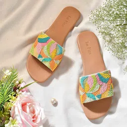 La Fiza Women Embellished Open Toe Flats-54