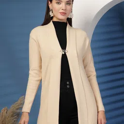 Juelle V-Neck Longline Woolen Shrug-30