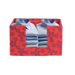 Kuber Industries Red & Blue Floral Printed Cloth Organiser-97