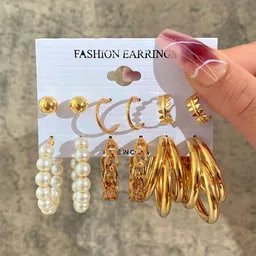 Celestique Set Of 6 Circular Shaped Korean Studs-127