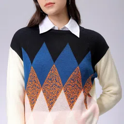 Freehand by The Indian Garage Co Women Argyle Pullover-picture-15