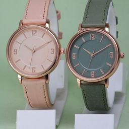 VIRAKTI Women Set Of 2 Brass Dial & Leather Straps Analogue Watch-image-111