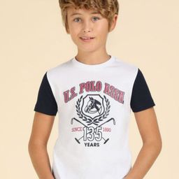 U.S. Polo Assn. Kids Boys Brand Logo Printed Pure Cotton T-shirt-image-100