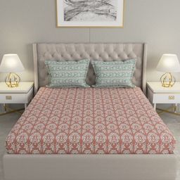 Raymond Home Brown & Green Floral 110 TC Queen Bedsheet with 2 Pillow Covers-image-71