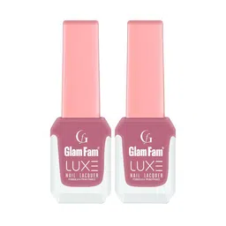 GlamFam Set Of 2 Glossy Finish Luxe Nail Lacquer - 12 ml Each - Saddle Nude 30-6