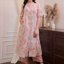 Light Daisy Women Floral Printed Regular Pure Cotton Kurta with Palazzos-19