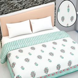 Jaipur Dohar Red & Green Floral AC Room 150 GSM Double Bed Dohar-image-95