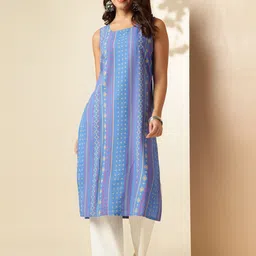 Anouk Rustic Geometric Printed Round Neck Straight Kurta-image-6