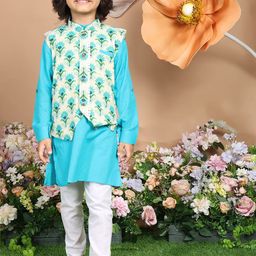LIL PITAARA Boys Printed Regular Pure Cotton Kurta with Pyjamas-image-90