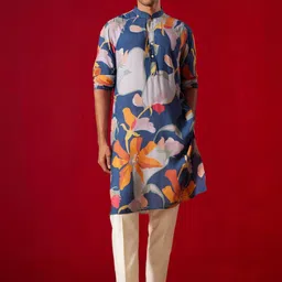 VASTRAMAY Men Floral Printed Regular Kurta with Trousers-picture-42