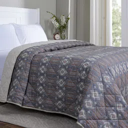 MASPAR Orange Colored Printed Cotton Summer AC Room 110 GSM Double Bed Quilt-image-84