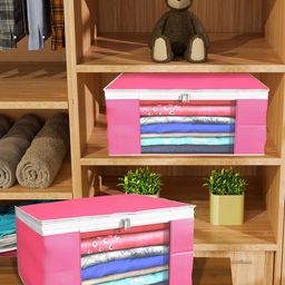 Kuber Industries Pink 12 Pieces Foldable Drawer Organisers-43