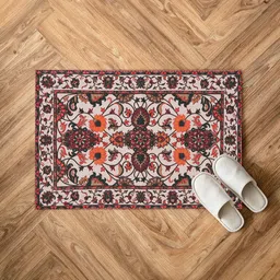 BLANC9 Mustard & Maroon Printed 800 GSM Pure Cotton Bath Rug-image-75