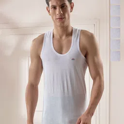 LUX VENUS Pack Of 7 Men Scoop Neck Sleveeless Cotton Vest-image-47