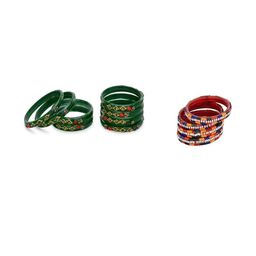 SOMIL Set Of 12 Traditional Handcrafted Glass Bangles-picture-5