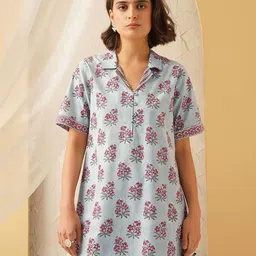 JAYPORE Shirt Collar Printed Tunic-picture-11