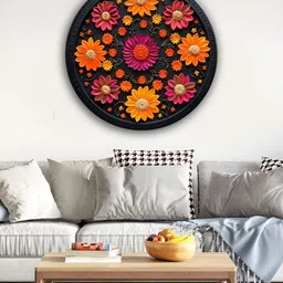 OLIVE TREE Black & Pink Floral Wall Hanging-image-24