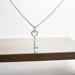 Goldnera Girls 925 Sterling Silver-Plated Love Key Pendant with Chain-24