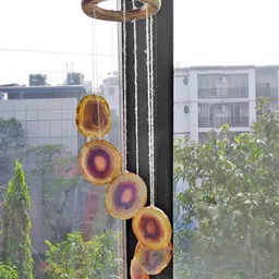 Shubhanjali Brown Agate Slice Wind Chime-picture-14