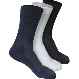 Heelium Unisex Navy Blue & Black Pack of 3 Odour-Free Breathable Bamboo Crew Length Socks-51