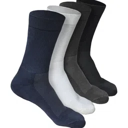 Heelium Unisex Navy Blue & Black Pack of 4 Odour-Free Breathable Bamboo Crew Length Socks-picture-17
