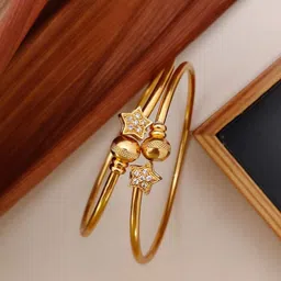 Shining Diva Set Of 2 Gold-Plated Adjustable Bangles-56