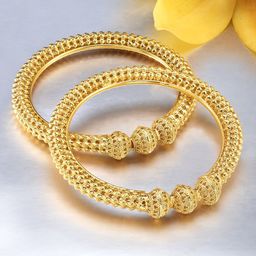 Peora Set of 2 Gold Plated Traditional Screw Openable Bangles-28