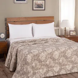 MASPAR Beige Printed 318 GSM Double Queen Bed Cover-92