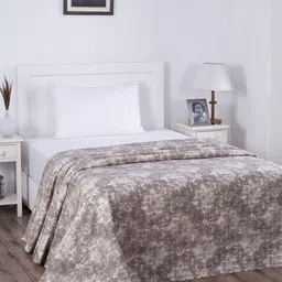 MASPAR Beige Solid Pure Cotton 318 GSM Single Bed Cover-66