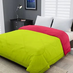 RF RELAXFEEL Pink & Green Microfiber Heavy Winter 233 GSM Double Bed Quilt-image-82