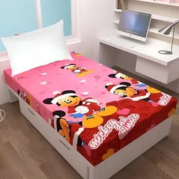 Supreme Home Collective Pink & Red Microfiber Cartoon Characters 144 TC Single Bedsheet-8
