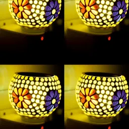 Gojeeva White & Blue Glass Camphor Diffuser With Switch And Lamp-22