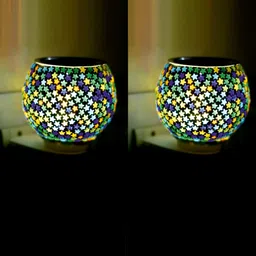 Gojeeva White & Blue 2 Pcs Camphor Diffuser Glass With Switch-54