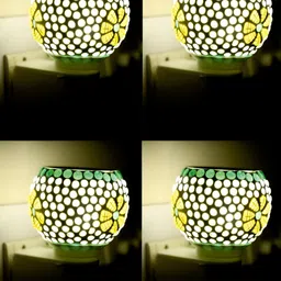 Gojeeva White & Yellow Glass Camphor Diffuser With Switch And Lamp-14