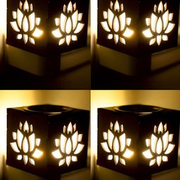 Gojeeva 4 Pcs Brown & White Camphor Diffuser Glass With Switch-33