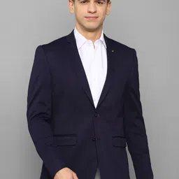 Allen Solly Men Navy Blue Solid Slim-Fit Single Breasted Blaze Blazers-picture-27