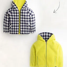 Cherry Crumble Kids Black Yellow Checked Reversible Bomber Jacket-picture-40