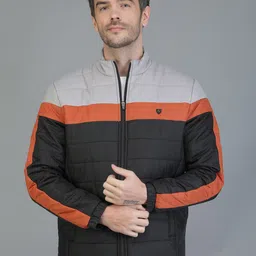 TQS Men Rust Striped Windcheater and Water Resistant Longline Bomber Jacket-52
